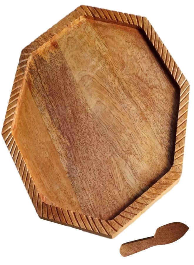 KR K & R Wood Lazy Susan Turntable - 10” Rotating Organizer for Pantry, Cabinet, Table | Rustic Wooden Spice Rack | Kitchen Countertop Storage Tray - Image 1